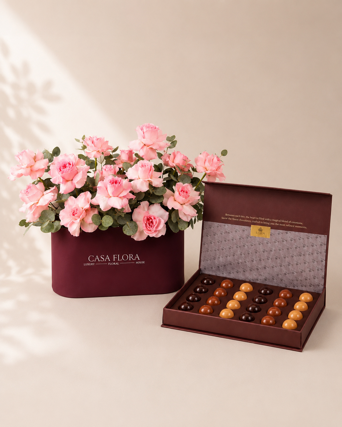 Blush Rose Oval Box &amp; Lamo’s Chocolate Gift Set