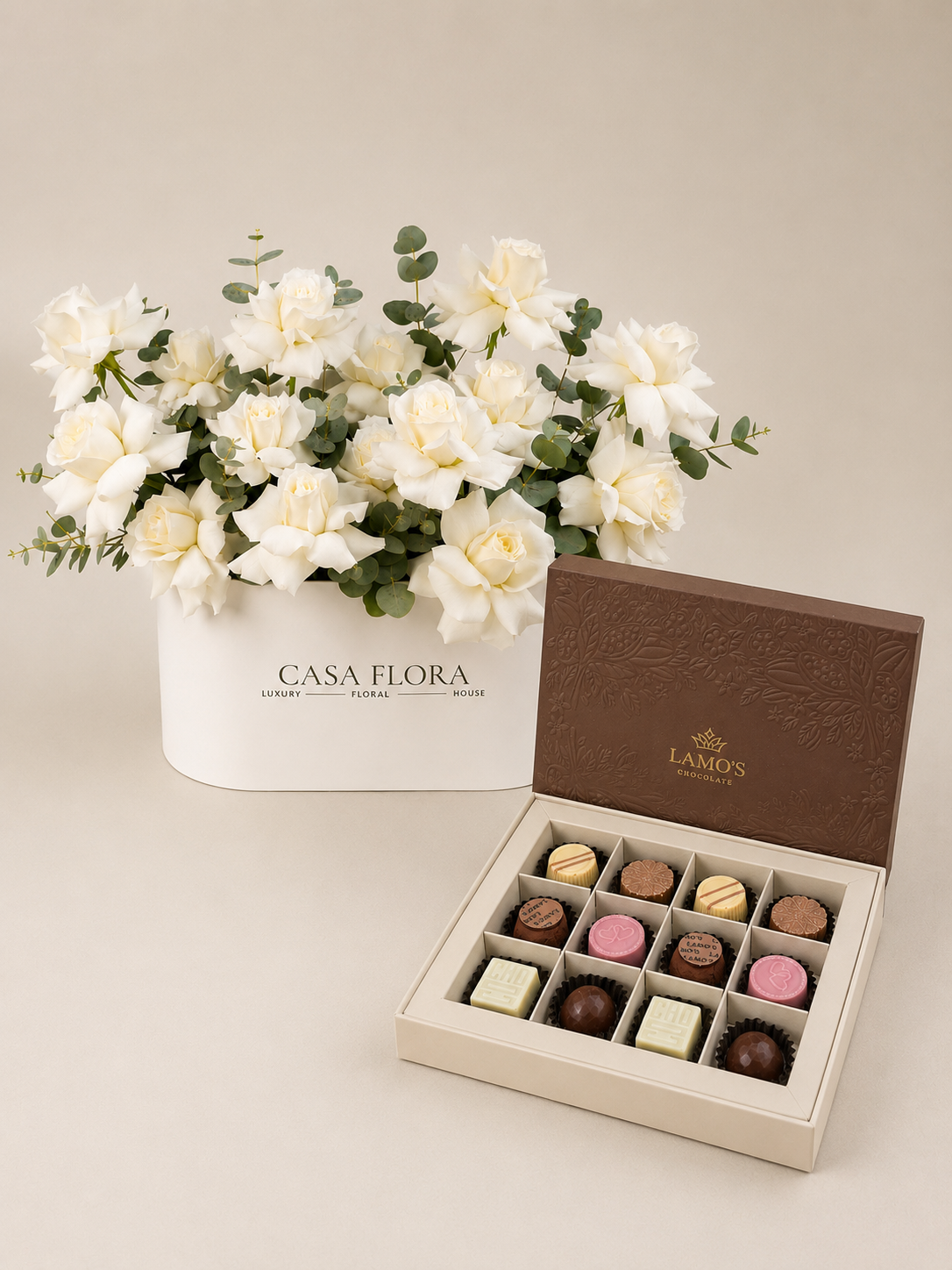 Ivory Rose Oval Box &amp; Lamo’s Chocolate Gift Set