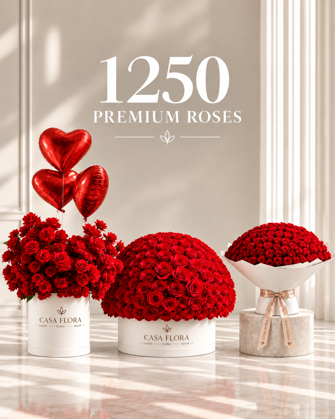 1250 Premium Red Roses Bundle
