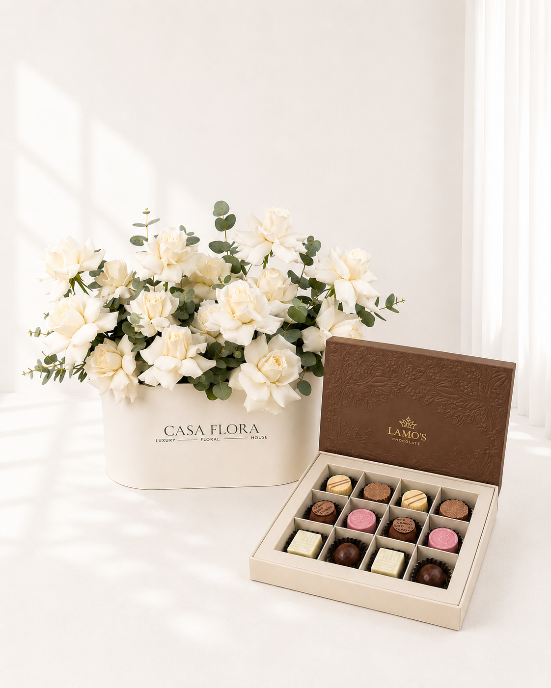 Ivory Rose Oval Box &amp; Lamo’s Chocolate Gift Set