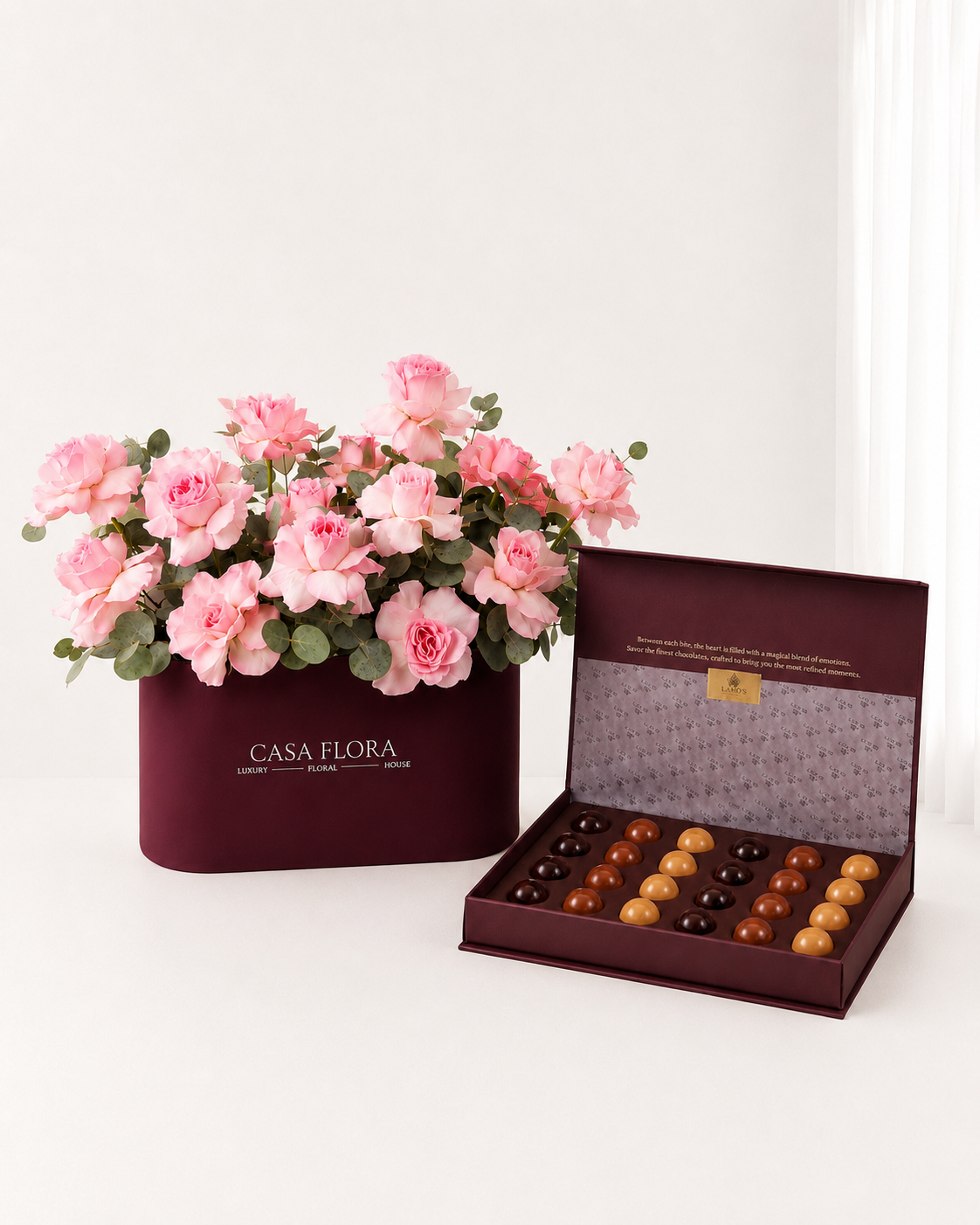 Blush Rose Oval Box &amp; Lamo’s Chocolate Gift Set